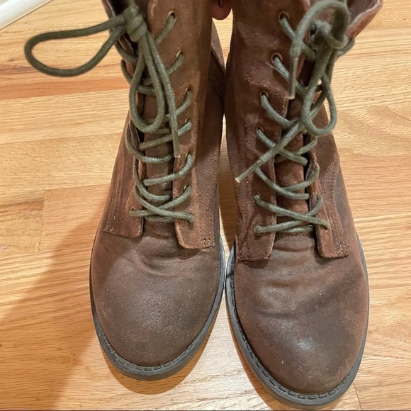 Zodiac brown suede lace up side zip ankle bootie with stacked heel 6.5 - Picture 9 of 9